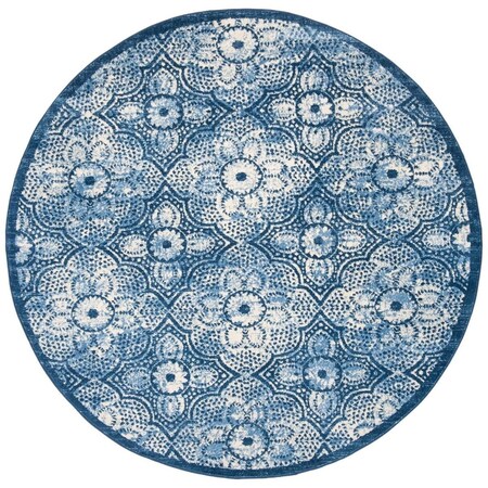 Safavieh 4 x 4 ft. Martha Stewart 28 Power Loomed Round Area Rug; Navy & Creme MSR2862N-4R